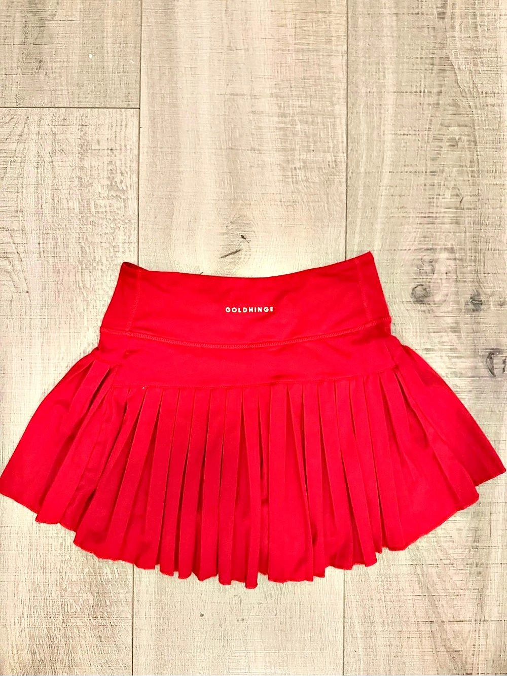 GoldHinge Pleated Skirt in Red Like New